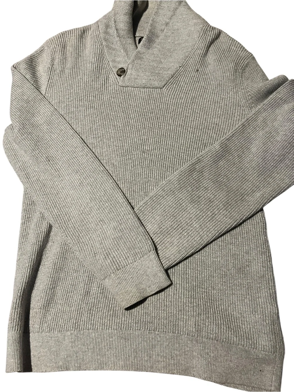 Men's Shawl Collar Knit Sweater - Light Gray